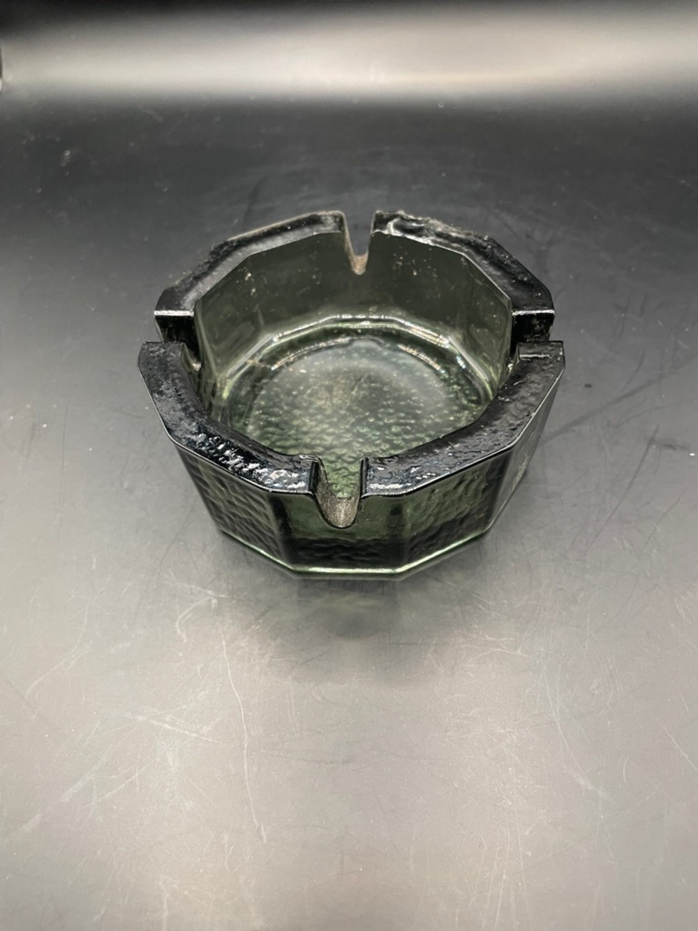 Smoky Gray Glass Ashtray